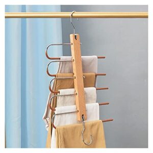 iuljh 5 layers clothes wood hangers multifunctional pants rack bedroom closet shelves jeans non slip wardrobe organizer space saving