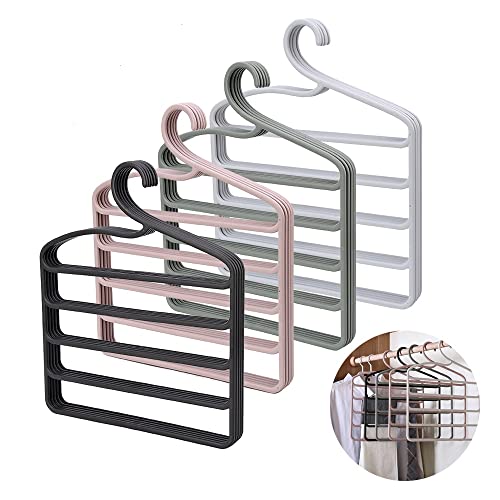 IULJH 5 Layers Hanger Multifunctional Pants Hangers Trousers Wardrobe Closet Organizer Storage Holder Space Saver Rack Clothes Hangers ( Color : Black )