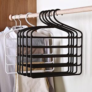 IULJH 5 Layers Hanger Multifunctional Pants Hangers Trousers Wardrobe Closet Organizer Storage Holder Space Saver Rack Clothes Hangers ( Color : Black )