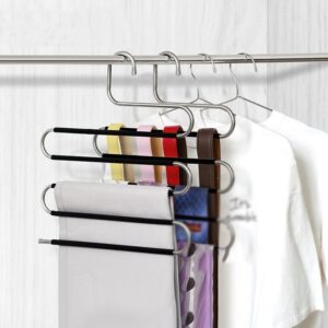 IULJH 5 Layer Stainless Steel Hollow S Shape Multifunctional Pants Rack Scarf Belt Storage Rack Super Space Saving ( Color : D , Size : 34*38cm )