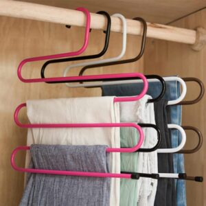 IULJH 5 Layers S Shape Iron Wardrobe Storage Hangers Pants Trousers Hanger Multi-Layers Clothing Storage Rack Closet Space Saver Rack ( Color : D )