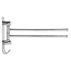 oumefar towel rack, wall mounted towels rail rust resistant easy to install 304 stainless steel for with hook for bathroom(two shots) plumbingfixtures