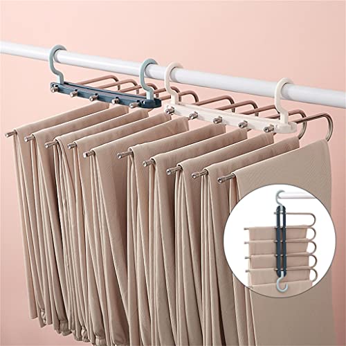 IULJH Folding Trousers Rack Telescopic Multi-Functional Multi-Layer Trousers Hanger Household Magic Trousers Clip ( Color : Gray , Size : 32*29.5cm )