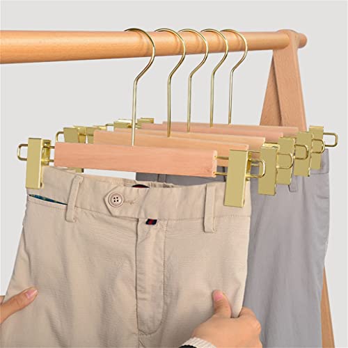 IULJH Solid Wood Trousers Clip Clothing Store Special Adult Wooden Golden Hook Hakama Rack Non-Slip Pants Rack