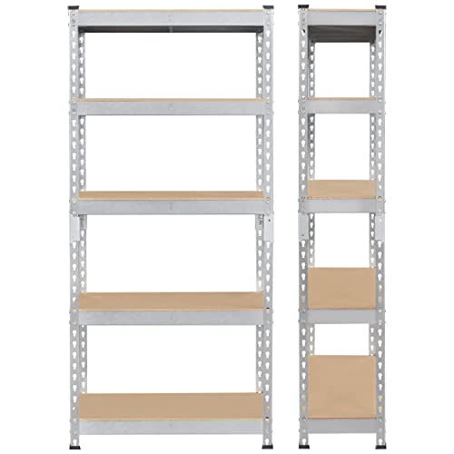 Topeakmart 4 PCS 5-Tier Utility Shelves, Metal Storage Shelves Garage Shelving Unit Adjustable Garage Storage Shelves Storage Racks Heavy Duty Shed Shelving- Silver, 27.5 x 12 x 60 Inch