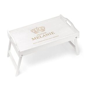maverton breakfast tray table for women - personalized bed tray - laptop table with foldable legs - decorative serving tray with engraving - for birthday - serving tray for her - princess