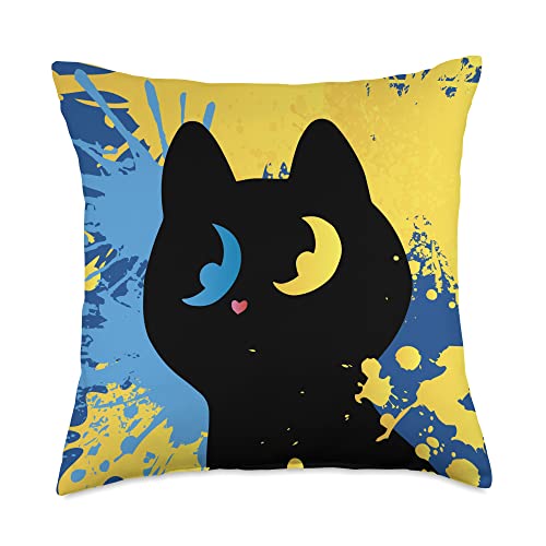 Patriotic ukraine Designs Ukrainian Ukraine Flag cat Lovers Throw Pillow, 18x18, Multicolor