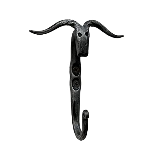 Hand Forged Animal Face Metal Hook Wrought Iron Wall Coat Hook Blacksmith Metal Wall Hooks Rack Handmade Rustic Wall Hook Home Classic Look Black Antique Finish Wall Hooks by Living Ideas