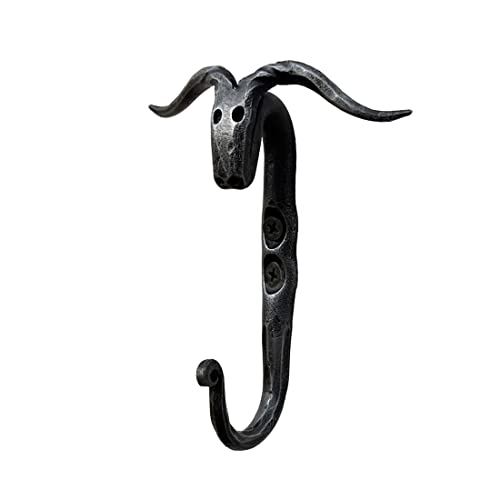 Hand Forged Animal Face Metal Hook Wrought Iron Wall Coat Hook Blacksmith Metal Wall Hooks Rack Handmade Rustic Wall Hook Home Classic Look Black Antique Finish Wall Hooks by Living Ideas