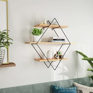 TJLSS Room Ledge Floating Wall Shelf Books Rack Organizer Bracket Storage Holder Home Decor Wooden Mount Office