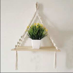 tjlss handmade floating shelf solid wood flower stand wall hanging partition woven tapestry home living room decoration board