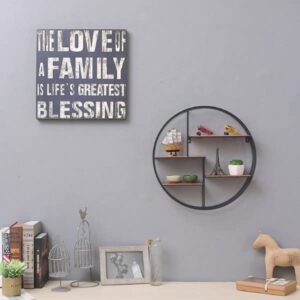 TJLSS Wall Mounted Iron Shelf Round Floating Shelf Wall Storage Holder and Rack Shelf for Pantry Living Room Bedroom Kitchen Entryway