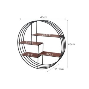 TJLSS Wall Mounted Iron Shelf Round Floating Shelf Wall Storage Holder and Rack Shelf for Pantry Living Room Bedroom Kitchen Entryway