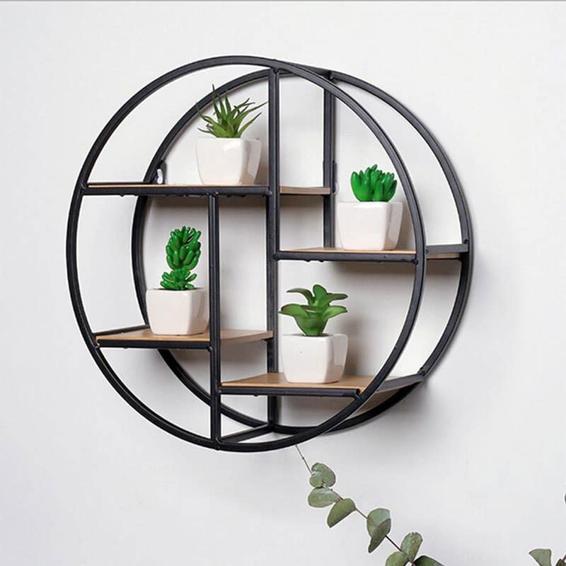 TJLSS Fashion Home Round Wall Hanging Flower Pot Shelf Bookshelf Storage Shelf Room Decoration