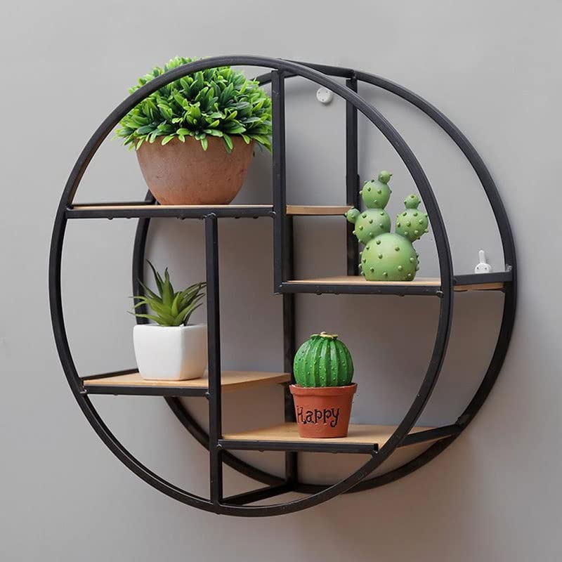 TJLSS Fashion Home Round Wall Hanging Flower Pot Shelf Bookshelf Storage Shelf Room Decoration