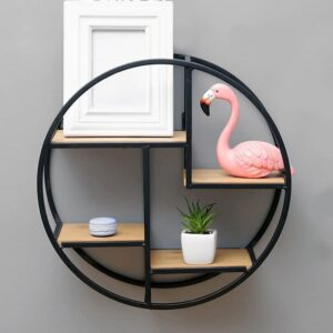 TJLSS Fashion Home Round Wall Hanging Flower Pot Shelf Bookshelf Storage Shelf Room Decoration