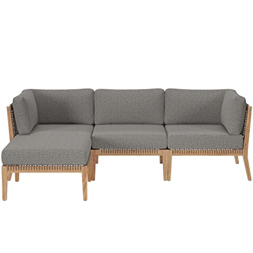 Modway Clearwater Sectional, 4-Piece Set, Gray Graphite