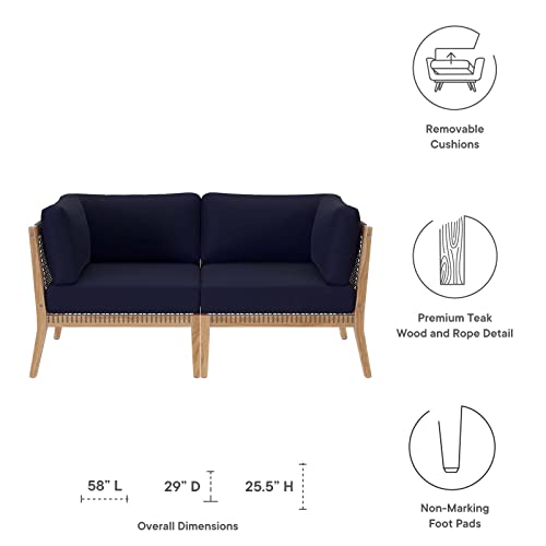 Modway Clearwater Love Seats, Loveseat, Gray Navy