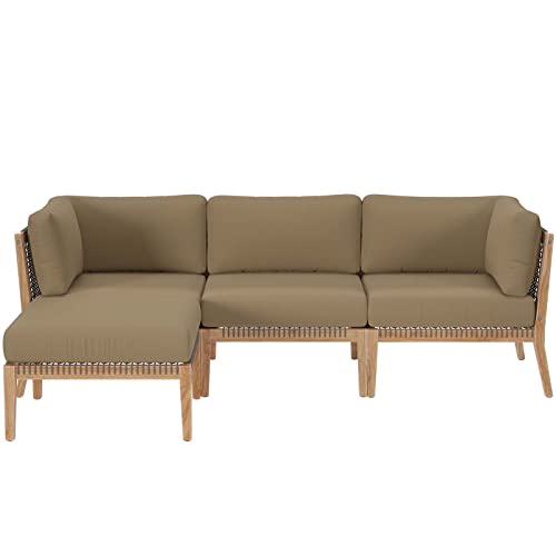 Modway Clearwater Sectional, 4-Piece Set, Gray Light Brown