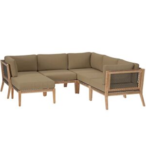 modway clearwater, 6-piece sectional sofa, gray light brown