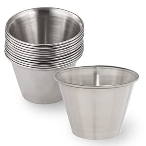 c&s event supply co. 2.5oz ramekins - commercial grade silver stainless steel sauce cups, round small bowls for dipping sauce cup & portion control - ideal for au jus, condiments, dips - set of 12