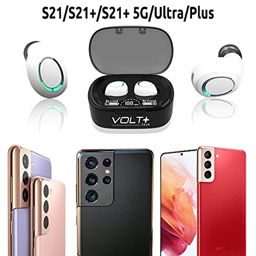 VOLT+ Plus TECH Wireless V5.1 PRO Earbuds Compatible with Samsung Galaxy A14 5G IPX3 Bluetooth Touch Waterproof/Sweatproof/Noise Reduction with Mic (White)