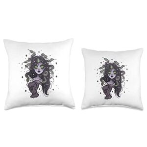 medusa art in Greek Mythology Medusa Head Throw Pillow, 16x16, Multicolor