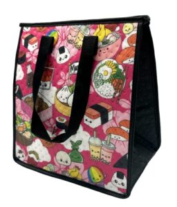 pink lei hawaiian themed reusable non-woven insulated lunch bag (small, ono-pk)