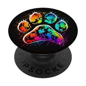 Dog Paw Print Cute Dogs Lover Colorful PopSockets Swappable PopGrip