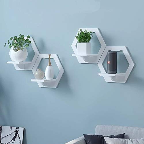 WYKDD Wall Shelf Free Punching Wall-Mounted TV Background Wall Hanger Bedroom Balcony Bedside Wall Creative Flower Pot Stand (Color : Black)