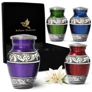 multicolored keepsake urns for human ashes set of 4 - colorful small urns - handcrafted mini memorial urns - honor your loved one with funeral urns for ashes - multicolor urns for male & female