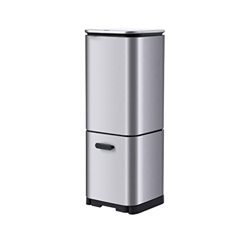 XBWEI Metal Trash Can Big Organizer Stainless Steel Garbage Bin Recycling Storage Household Utilities