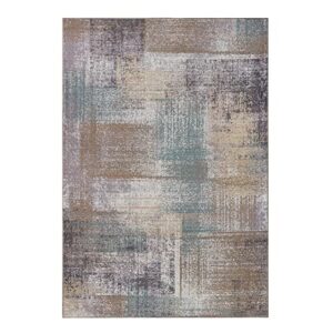 SUPERIOR Washable Indoor Large Area Rug, Modern Abstract Home Floor Decor for Living Room Spaces, Kitchen/Dining, Bedrooms, Office, Dorm, Patchwork Aesthetic, Aria Collection, 6' x 9', Taupe