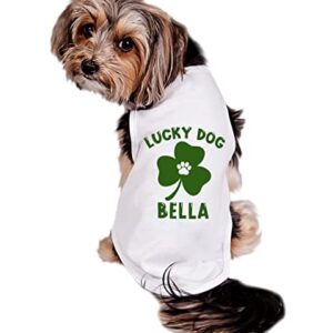 Lucky Dog Personalized Dog Shirt, Cute St. Patrick's Day Dog Shirt, Green Clover St. Patty's Day Shirt for Dogs, St. Patrick's Day Shirt for Dogs, Clothes for Pets (L 15-20 lbs)