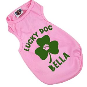 Lucky Dog Personalized Dog Shirt, Cute St. Patrick's Day Dog Shirt, Green Clover St. Patty's Day Shirt for Dogs, St. Patrick's Day Shirt for Dogs, Clothes for Pets (L 15-20 lbs)