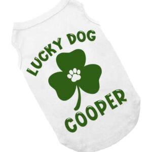 Lucky Dog Personalized Dog Shirt, Cute St. Patrick's Day Dog Shirt, Green Clover St. Patty's Day Shirt for Dogs, St. Patrick's Day Shirt for Dogs, Clothes for Pets (L 15-20 lbs)