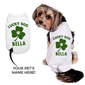 Lucky Dog Personalized Dog Shirt, Cute St. Patrick's Day Dog Shirt, Green Clover St. Patty's Day Shirt for Dogs, St. Patrick's Day Shirt for Dogs, Clothes for Pets (L 15-20 lbs)
