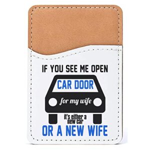 distinctink adhesive phone wallet / card holder – universal vegan leather credit card id adhesive sleeve, travel light with essential items - if open car door, new car or new wife