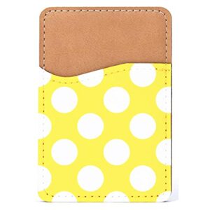 distinctink adhesive phone wallet / card holder – universal vegan leather credit card id adhesive sleeve, travel light with essential items - white & orange polka dots