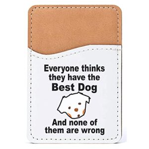 distinctink adhesive phone wallet / card holder – universal vegan leather credit card id adhesive sleeve, travel light with essential items - everyone things they have the best dog