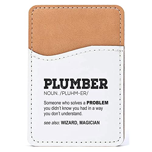 DistinctInk Adhesive Phone Wallet / Card Holder – Universal Vegan Leather Credit Card ID Adhesive Sleeve, Travel Light with Essential Items - Plumber Definition - Solves A Problem