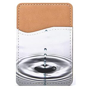 distinctink adhesive phone wallet / card holder – universal vegan leather credit card id adhesive sleeve, travel light with essential items - single water droplet