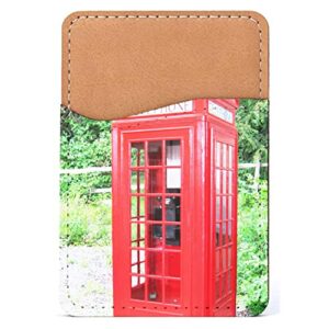 distinctink adhesive phone wallet / card holder – universal vegan leather credit card id adhesive sleeve, travel light with essential items - red london phone booth