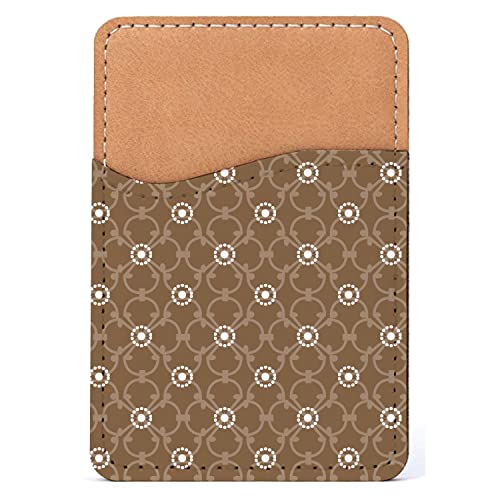 DistinctInk Adhesive Phone Wallet / Card Holder – Universal Vegan Leather Credit Card ID Adhesive Sleeve, Travel Light with Essential Items - Brown & Pink Floral Pattern