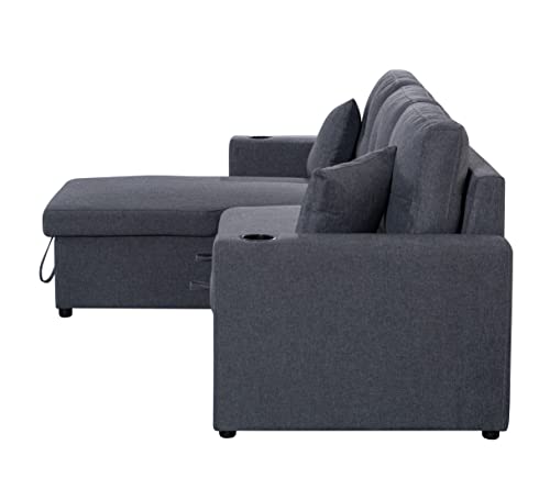 Devion Furniture LLDF Sectional, Dark Gray