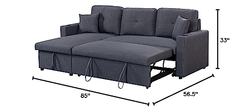 Devion Furniture LLDF Sectional, Dark Gray