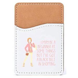 distinctink adhesive phone wallet / card holder – universal vegan leather credit card id adhesive sleeve, travel light with essential items - beginner at some things black belt in shopping