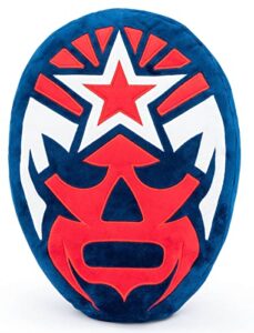 legends of lucha libre shaped plush pillow featuring mexican masks of luchador wrestling superstars - super soft decorative throw pillow - measures 15 inches