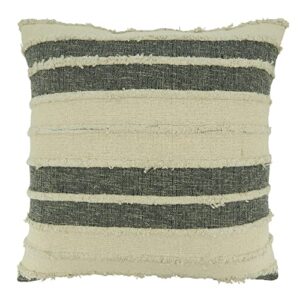 saro lifestyle striped tufted throw pillow with poly filling, black & nautral, 20"
