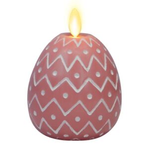 luminara rose tan egg figural flameless moving flame candle, unscented real wax led candle, timer, holiday decoration centerpiece (3"x4.25")